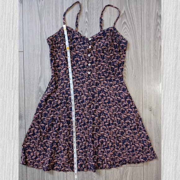 Dynamite Navy and Peach Flamingo Print Sun Dress - Picture 3 of 4